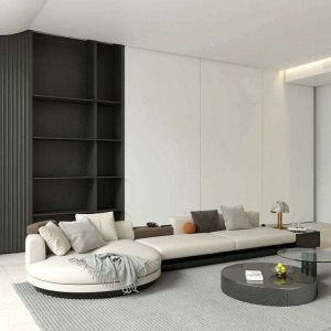 Customized Size MOYI Leather Sofa Set Featuring High Resilience Foam L Shape