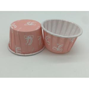 Cute Bowknot Pink Cupcake Baking Cups , Pet Coated Birthday Cupcake Wrappers Food Container