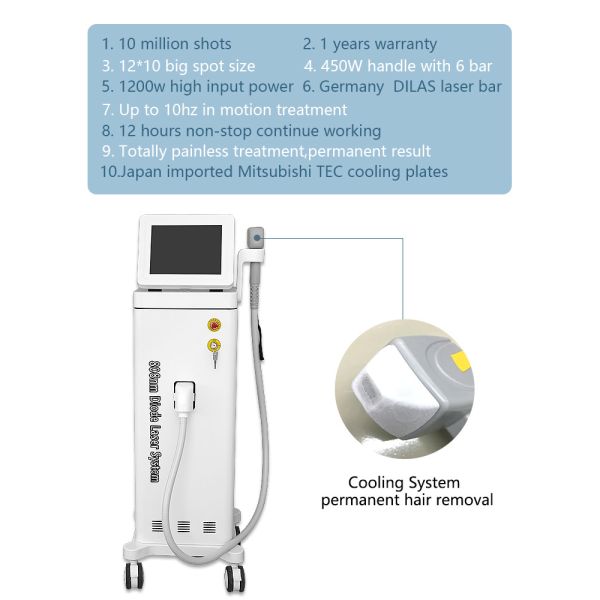 Vertical 180J Energy White Color Salon Laser Hair Removal Machine