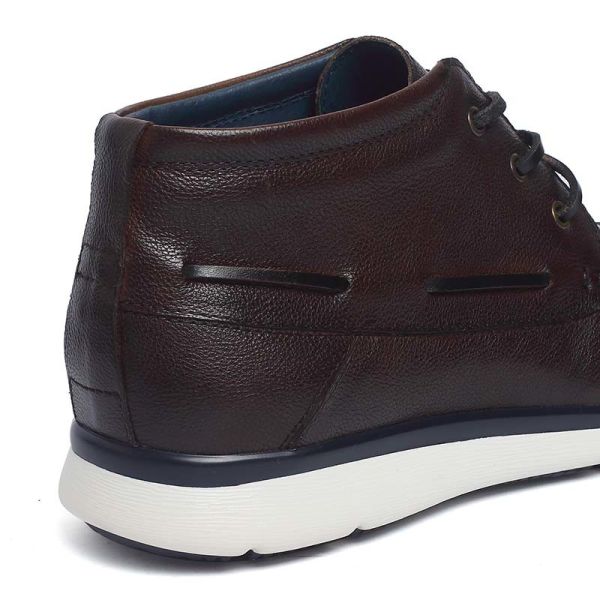 Coffee Lace Up Rubber Outsole Mens Leather Casual Boots