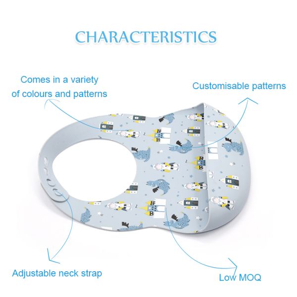 Dinosaur Print Foldable LFGB Washable Baby Bibs Super Easy Clean