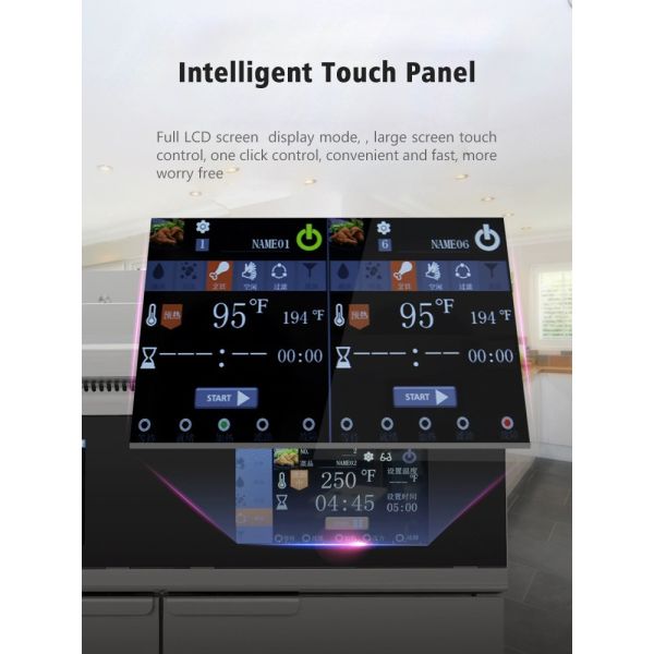 Professional Touchscreen smart panel 4tank 4baskets 28KW 304SUS Electric Chips Open Fryer