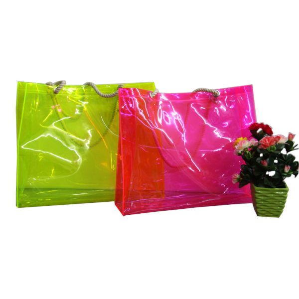 PVC Reusable Transparent Fabric Carrier Bags With Customized Logo