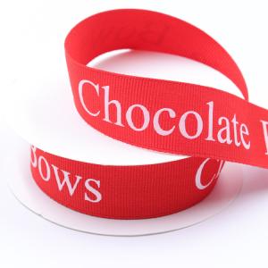 Embossed Hot Stamping Grosgrain Ribbon Logo For Chocolate