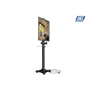 Black Single Side Commercial Phone Charging Station with Snap Open Poster Frame