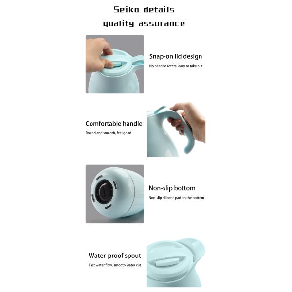 1500ml Turkish Arabic New Style Coffee Moka Tea Pot, Double Wall Glass Liner PP Outer Vacuum Insulated Thermal Coffee Pot