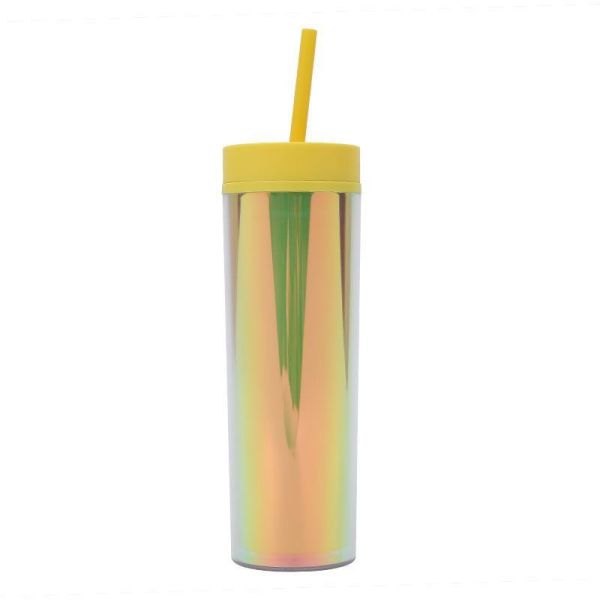 16oz 12 Colored Acrylic Tumblers With Lids And Straws Skinny Double Wall