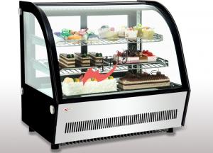China Small Curved Glass Refrigerated Bakery Display Case Countertop Mirrors / Steel Base on sale