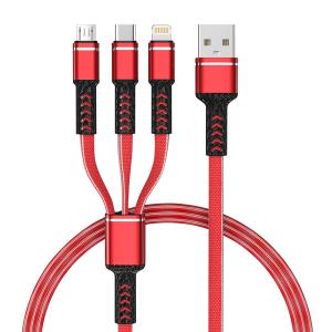 Customized 3-in-1 Multi Charging Cable USB To Micro-USB Type-C Lightning 1m/2m