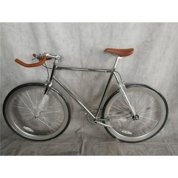 Classic 700Cx28C Vintage Chrome Fixed Gear Bike 58cm Single Speed Fixie Bicycle 13kg