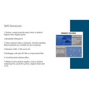 Medical Blue Disposable SMS Gown Material For Scrub Suit Mask