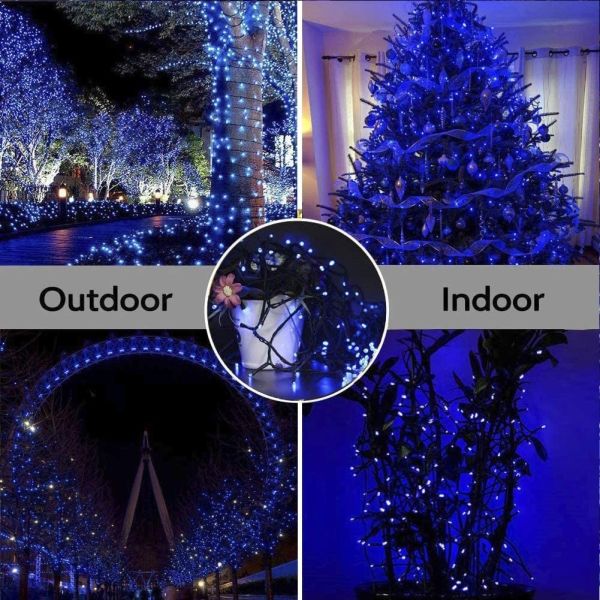 30V Blue Christmas String Lights Indoor 200 LED Clear Wire Plug In Halloween Tree Wall Decor