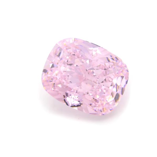 4k Iced Cut Cz Stones Pink Color Cushion Shape 7x6mm 10x8mm Loose Gemstone Synthetic Cubic Zirconia
