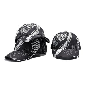 China 100% Polyester Black Baseball Cap Custom Full Sublimation Printing Baseball Hats on sale