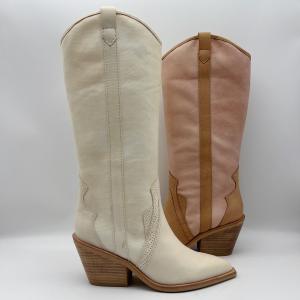 soft cow suede leather with soft embroidery canvas，pointed toe high ankle Womens