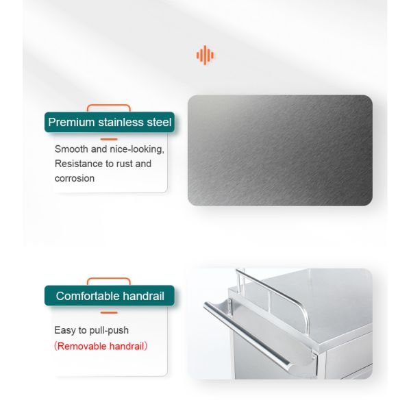 Hospital 2 Drawers And 1 Cabinet Stainless Steel Medical Medicine Trolley