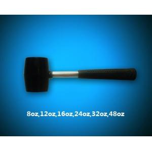 black rubber hammer with steel handle