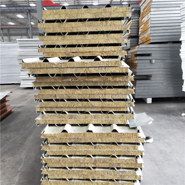 Buy 30 years light steel structure 50mm rock wool warehouse sandwich roof panel at wholesale prices