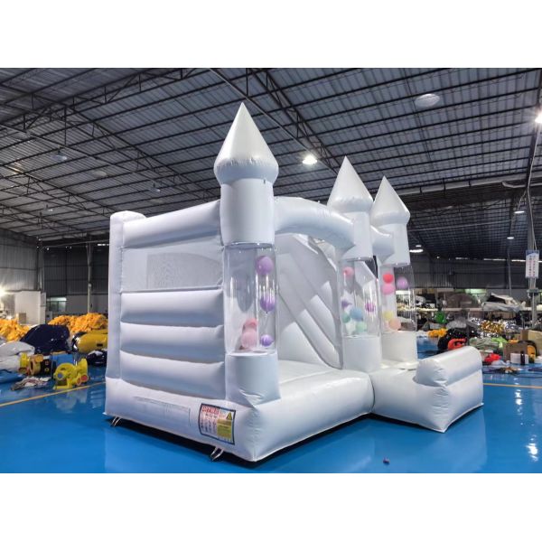 OEM Inflatable PVC Kids Bouncy Castle 13FT White Bounce House For Weddings & Birthdays With Blower-Factory Price