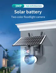 3mp Wireless Surveillance PTZ IP Camera Solar Powered Battery