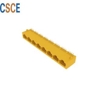 Round Pin Tab Up 8 Port RJ45 , 8P8C Modular Connector 5921 Series Customized