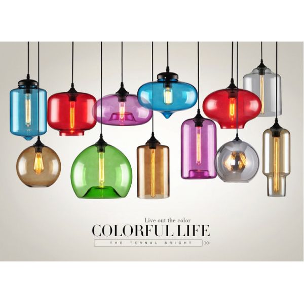 3.jpg Colorful Modern Fishbowl Glass Pendant Light - 8 colors & 13 shapes available
