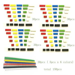 150pcs Colored 2.54mm Single Row Straight Pin Header X30 Female Socket X120 Gold
