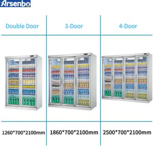 4 Door Upright Commercial Beverage Refrigerator 2000L For Drinks