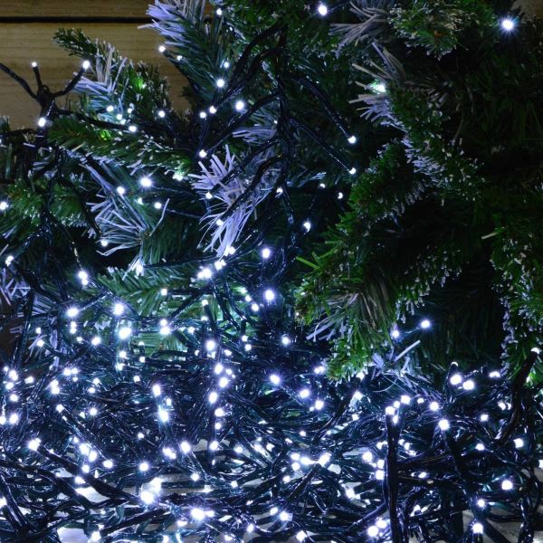 Curtain Yellow Solar Christmas String Lights 200 LED PVC With Green Cable