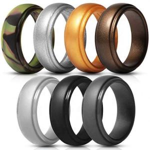 Quality Silicone Wedding Ring for Men Step Edge Sleek Design 4 Packs Singles Moulding Service for sale