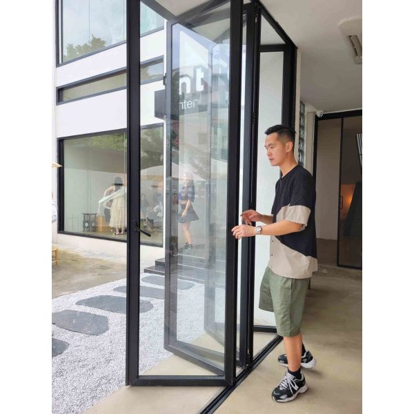 Buy Customized Height Aluminium Bi Folding Doors Powder Coated Residential Bifold Doors at wholesale prices