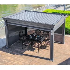 Waterproof Metal Gazebo Electric Flip Louvers Aluminium Pergola With Louvered