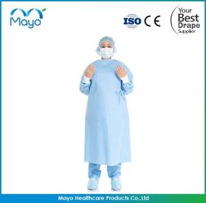 Quality Spunlace Medium Sterile Surgical Gowns Blue SMMS Surgical Gown for sale