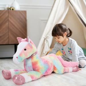 Quality OEM Quality MORISMOS Large 3ft Pink Pony Stuffed Animal Plush 35 Inch Big Rainbow Horse Pillow Toy Soft Cotton PP Comfortable for sale
