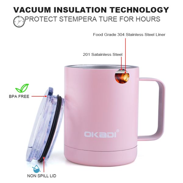 12oz Tumbler Coffee Mug Insulated Set Of 2 Vacuum Insulated Travel Cups Stainless Steel Metal Mugs