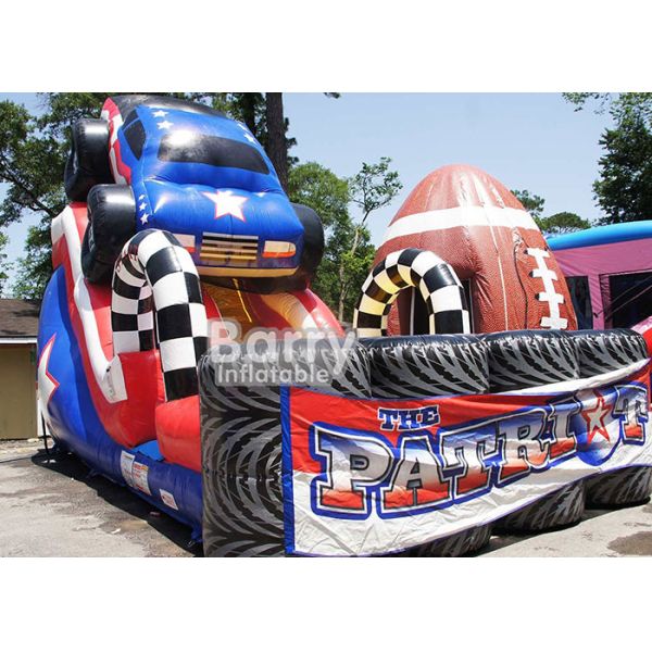 Giant Colorful Children 18ft Patriot Monster Truck Inflatable Slide With CE