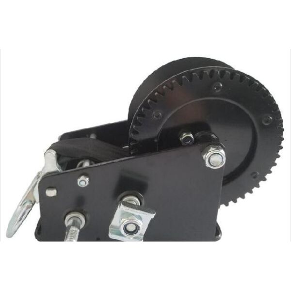 CE Approved 2500 Lb Manual Winch , Black Strap Small Hand Crank Winch