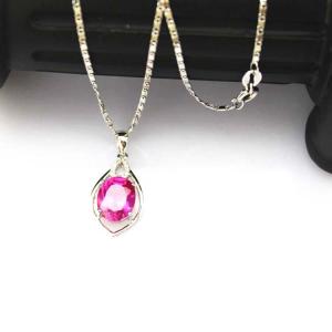 Fashion Jewelry 925 Silver 8mmx10mm Oval Created Amethyst Pendant (PSJ0422)