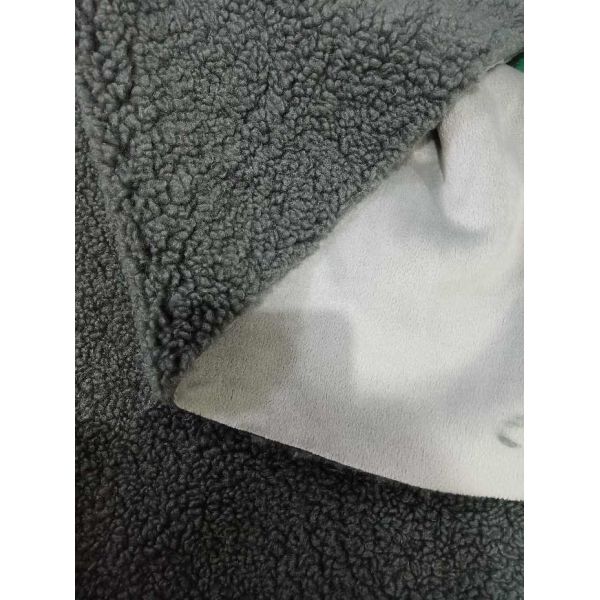 Buy Grey lamb wool and short plush composite fabric at wholesale prices