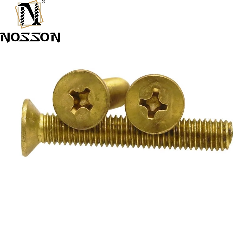 Flat Head Style M2-M8 Brass Phillips Countersunk Machine Screws with Excellent Durability and Plain Finish