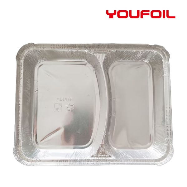 2 Compartment Disposable Rectangular Aluminum Foil Container Environmental