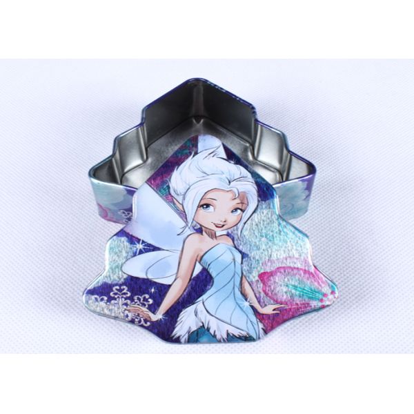 Christmas Tree Promotional Candy Gift Tins With Custom Artwork CMYK Printing