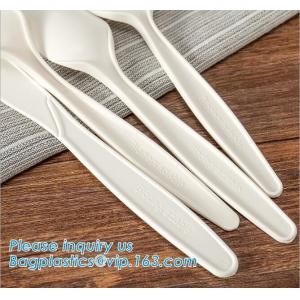 wholesale Biodegradable cPLA plastic white cutlery set,Eco-friendly Disposable