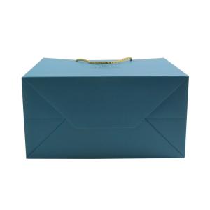 Blue Paper Bag For Shopping Embossing and Debossing Finishing