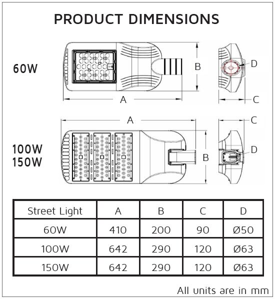 China Manufacture LED Street Lighting outdoor Street Lights 160lm/w with Optical Lens