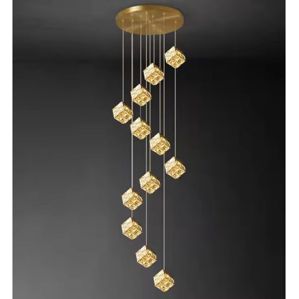 Buy Luxury Hotel Lobby Decorative Lighting Hanging Pendant Lights Linear Large Long High Ceiling Staircase Led Crystal Chandeliers at wholesale prices
