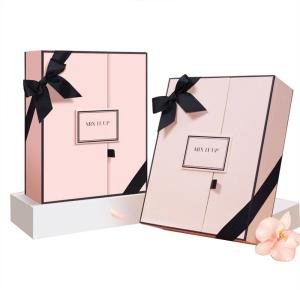 2 Piece Double Door Closure Ribbon Bow Box Pink Luxury For Perfume