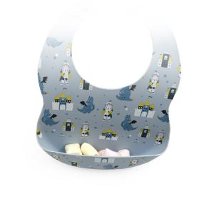 Dinosaur Print Foldable LFGB Washable Baby Bibs Super Easy Clean