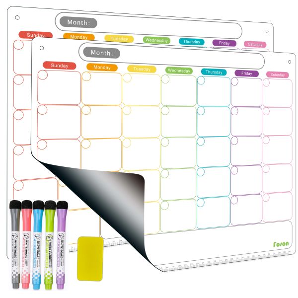 Buy Extra Thick Magnetic Dry Erase Fridge Calendar Monthly Notepad 2pcs at wholesale prices