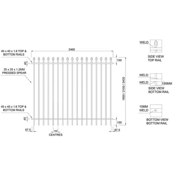 powder coated tubular steel fence